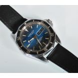 A gentleman's Marine-Star 17 Jewels Incabloc wrist watch having a blue dial with luminous baton