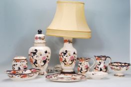 A group of 20th Century Mason's Mandalay pattern ceramics to include two hydra jugs, lamp base,