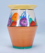 An early 20th Century Art Deco Clarice Cliff Bizarre Gayday pattern vase of tapering form having