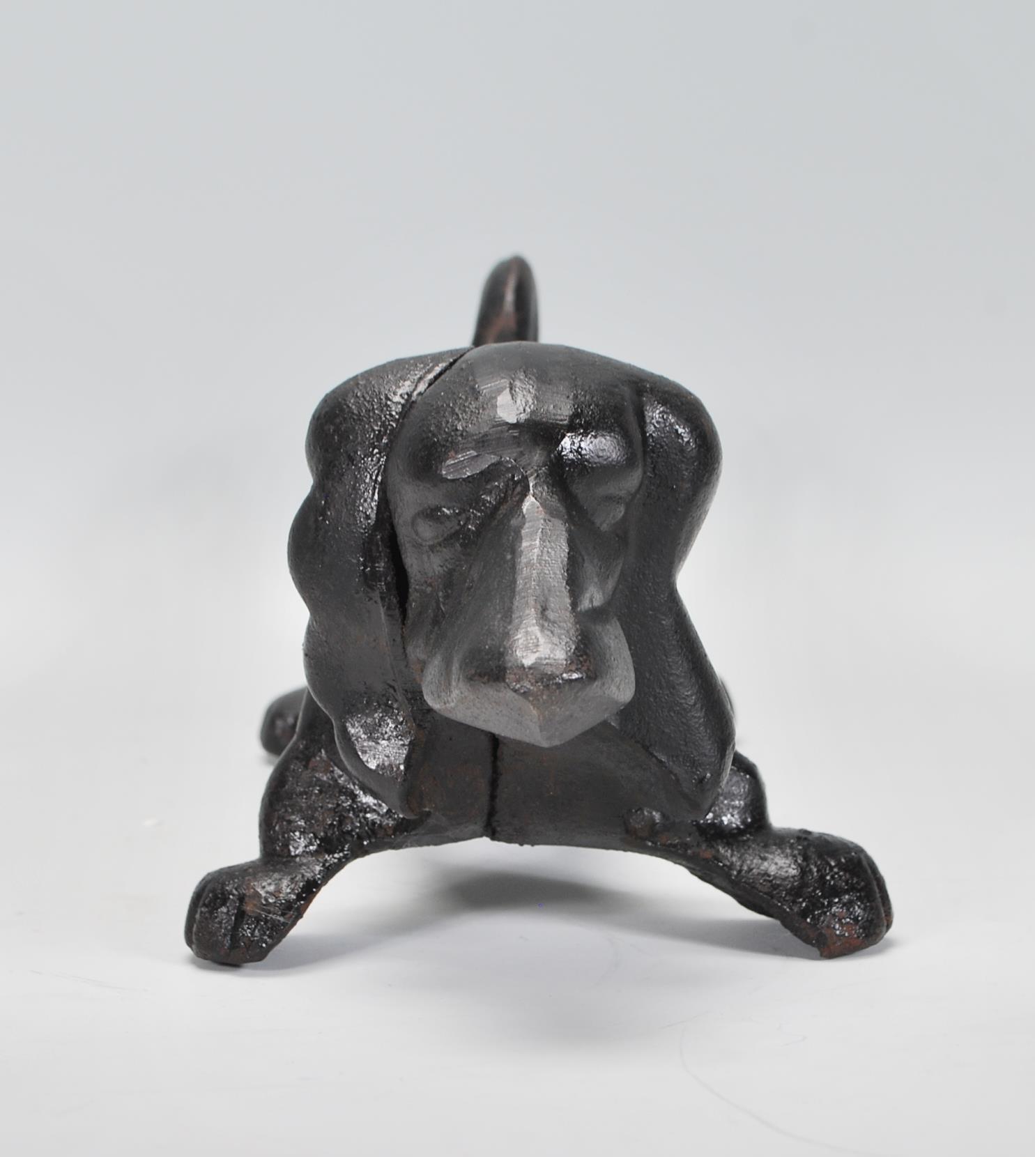 A 20th Century cast iron boot scraper scrape in the form of a Dachshund dog, finished in black paint - Image 5 of 7