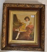 An early 20th Century Edwardian gouache on paper portrait of a young girl seated wearing a yellow
