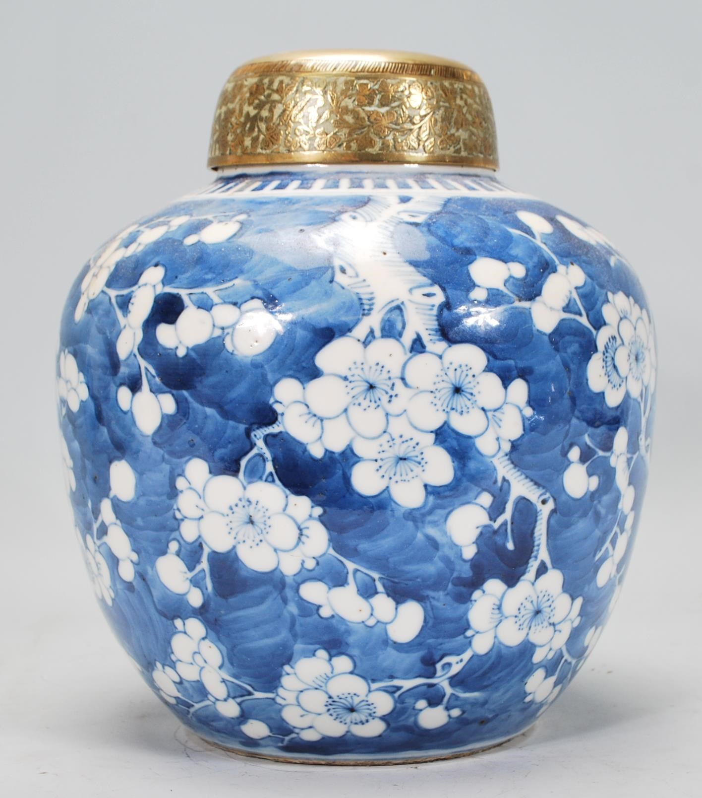 A 19th century Chinese blue and white ginger jar w