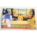 A 20th Century oil on board artists impression of a vintage enamelled sign for Fry's chocolate