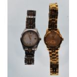 Two ladies wrist watches to include a Tissot PR 50 watch with gilt dial, baton markings to the