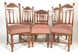 A set of 4 Victorian 19th century Arts & Crafts mahogany dining chairs in the manner of Liberty of