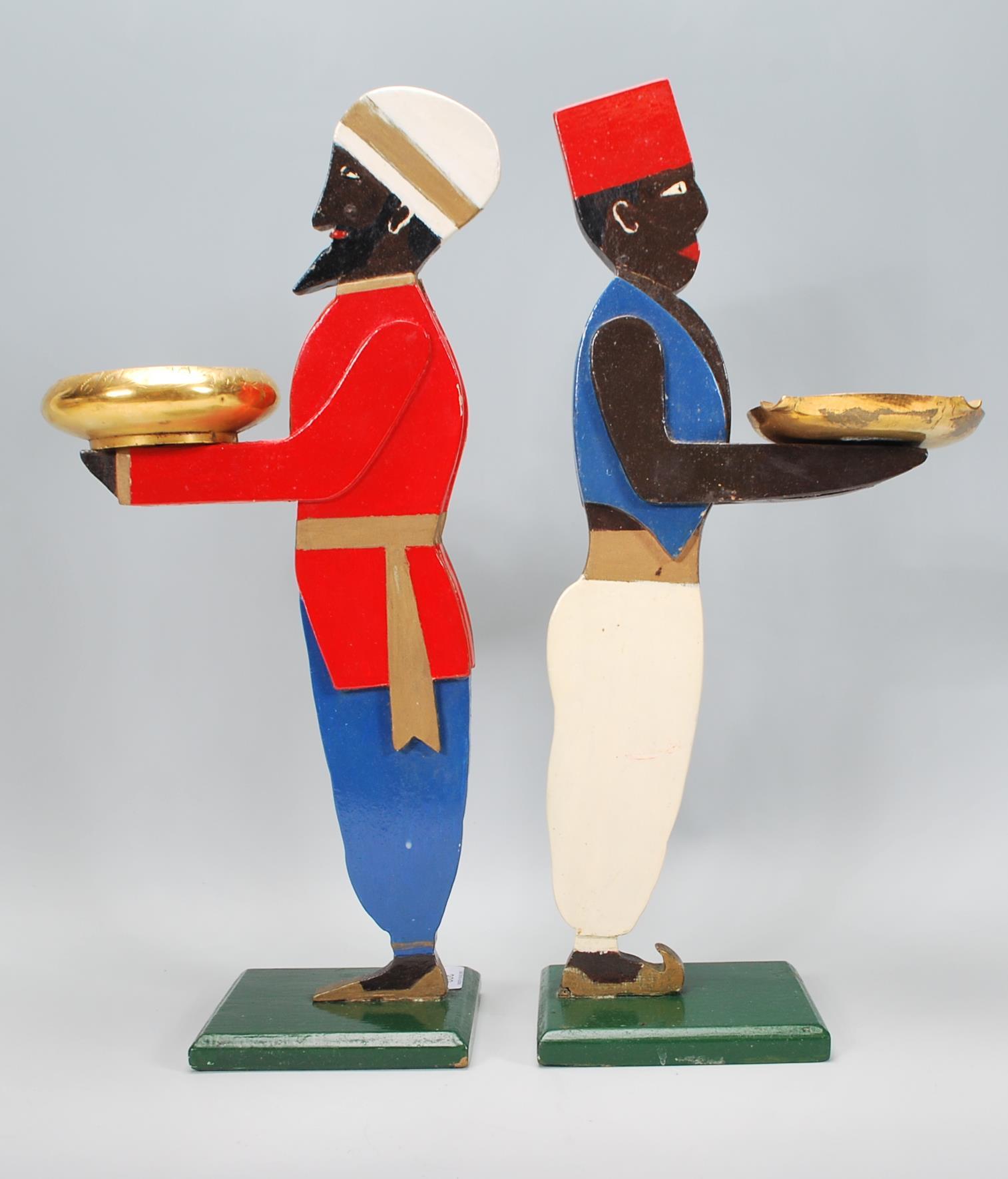A pair of 20th Century free standing ashtrays modelled after dumbwaiters constructed from  wooden - Image 3 of 5