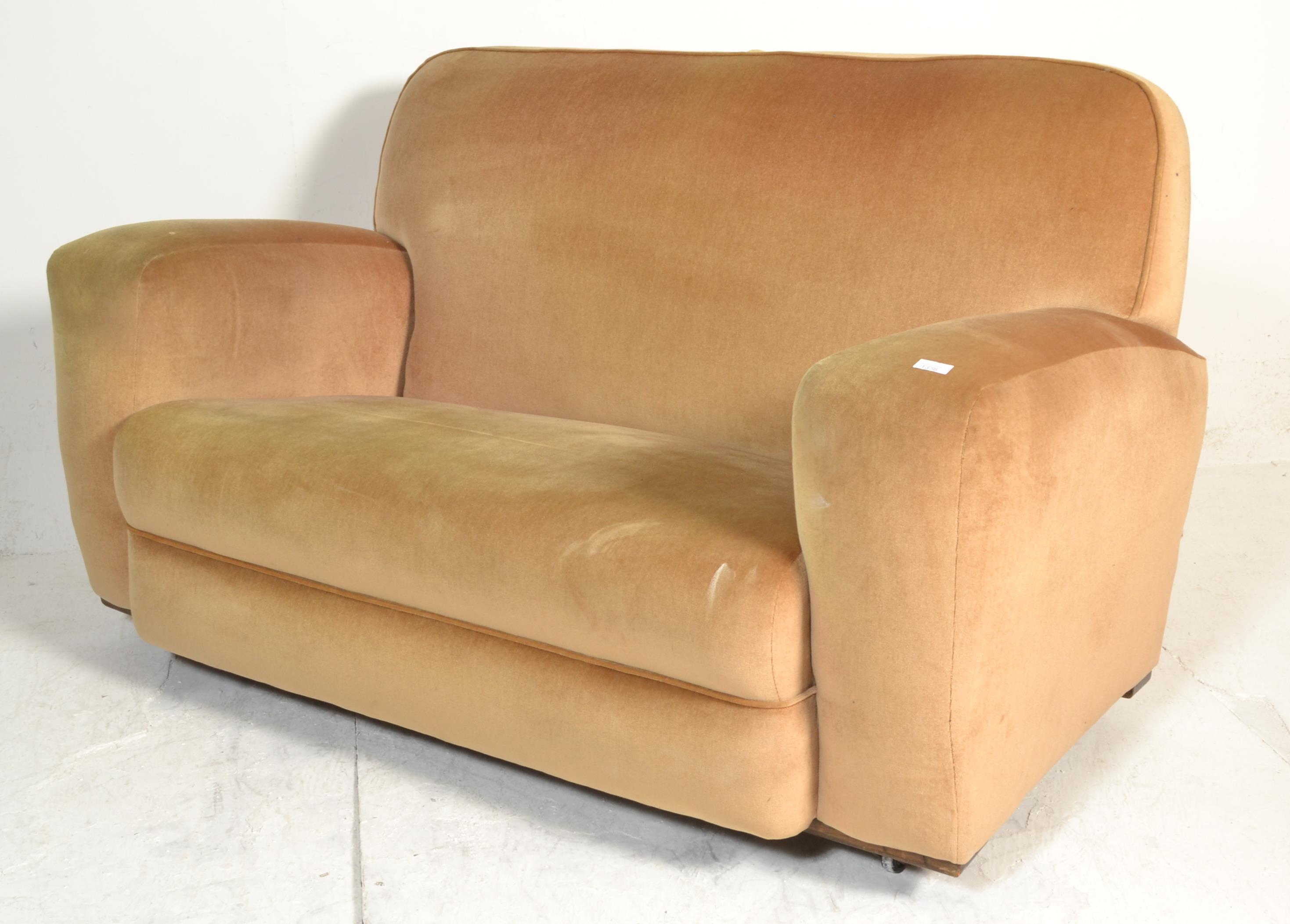 A 1930's Art Deco three piece suite comprising pair of armchairs and a two seat sofa settee being - Image 7 of 12