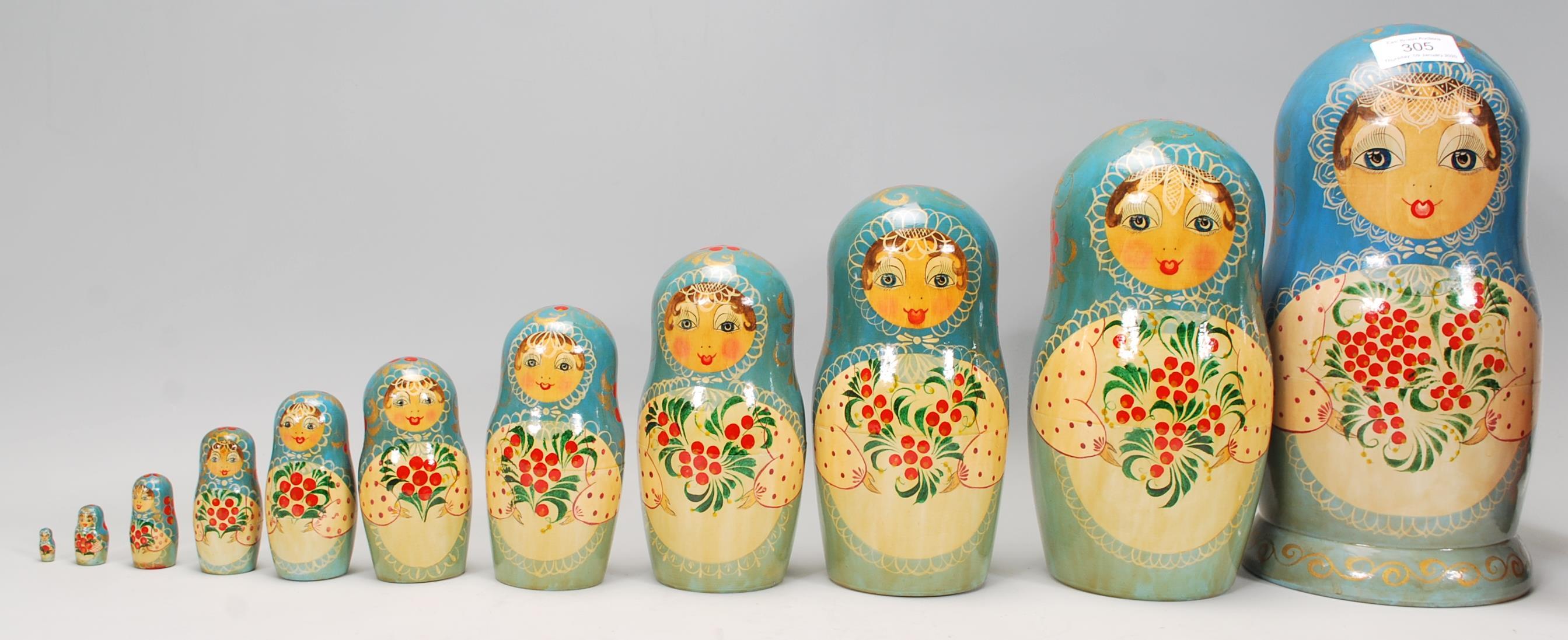 A collection of Russian ornaments to include a large set of russian dolls beung hand painted with - Image 6 of 9