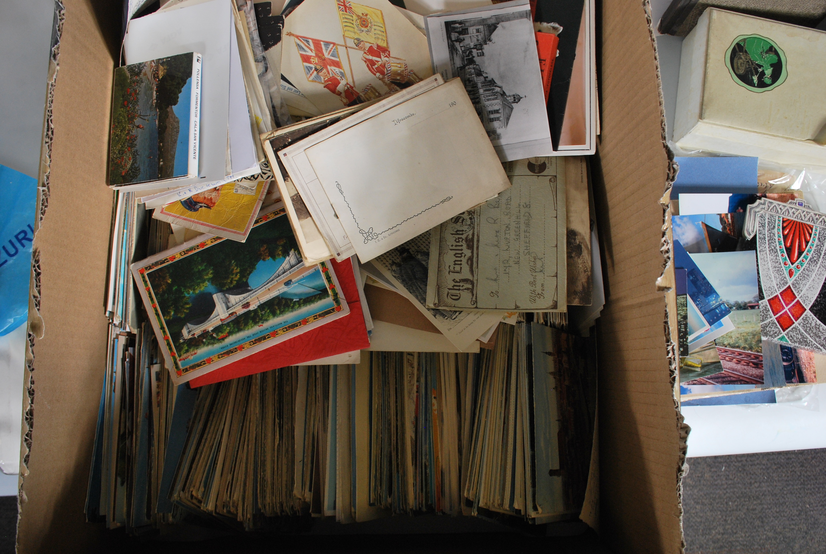 Accumulation of Postcards (approx 2500) a stamp collection & ephemera in large box - Image 5 of 9