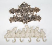 Two cast iron key racks to include a cats and dogs design with the hooks in the form tails with a