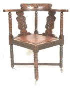 A 19th Century Victorian carved oak corner chair,