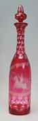 A late 19th / early 20th Century etched cranberry