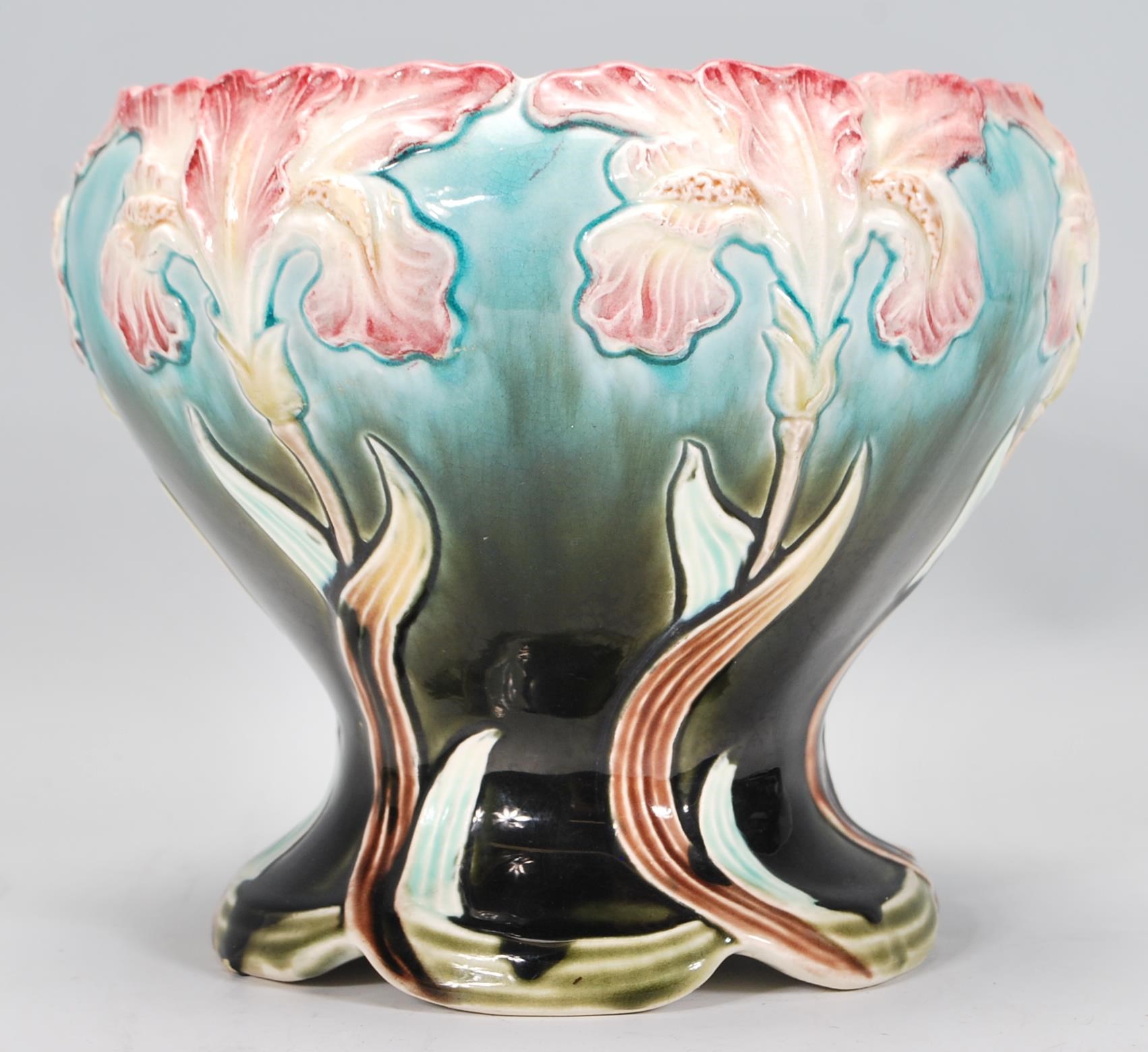 A 20th Century British Anchor Pottery Art Nouveau moorcroft style vase of waisted form having raised - Image 2 of 7