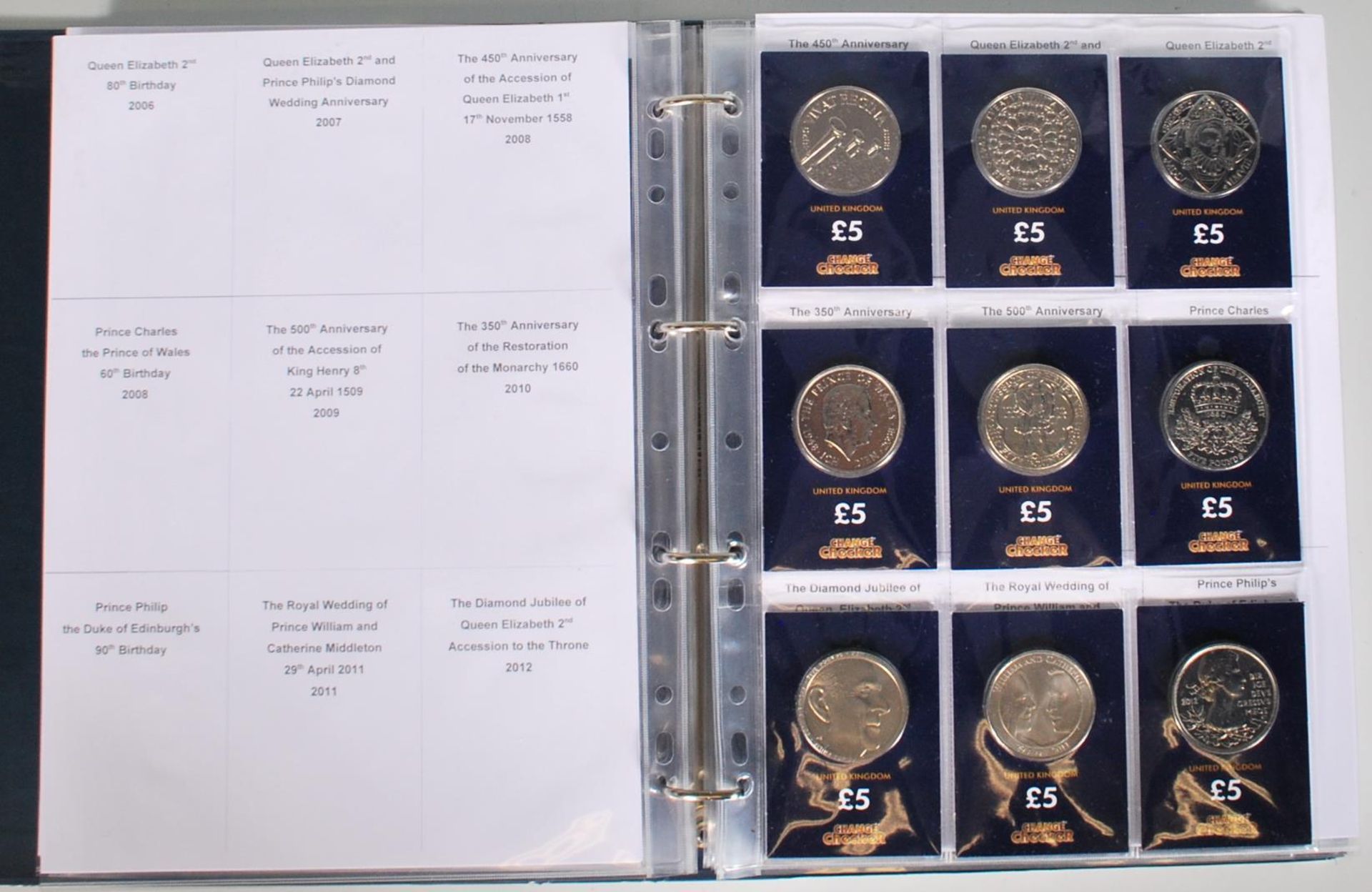 A change checker album filled with Elizabeth II crown coins to include 64 in total with no - Bild 7 aus 18