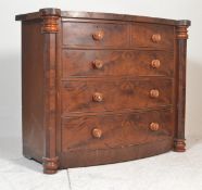 A 19th Century Victorian mahogany bow fronted two over three chest of drawers having turned knob