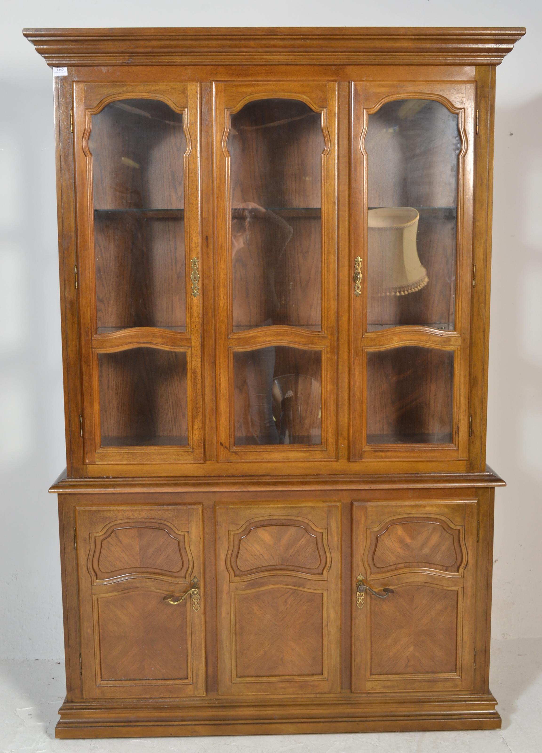 A French antique style dresser / library bookcase cabinet. The base with double doors having unusual - Image 2 of 5