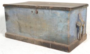 A 19th Century Victorian painted blanket box coffer chest, rope handles to the side with hinged
