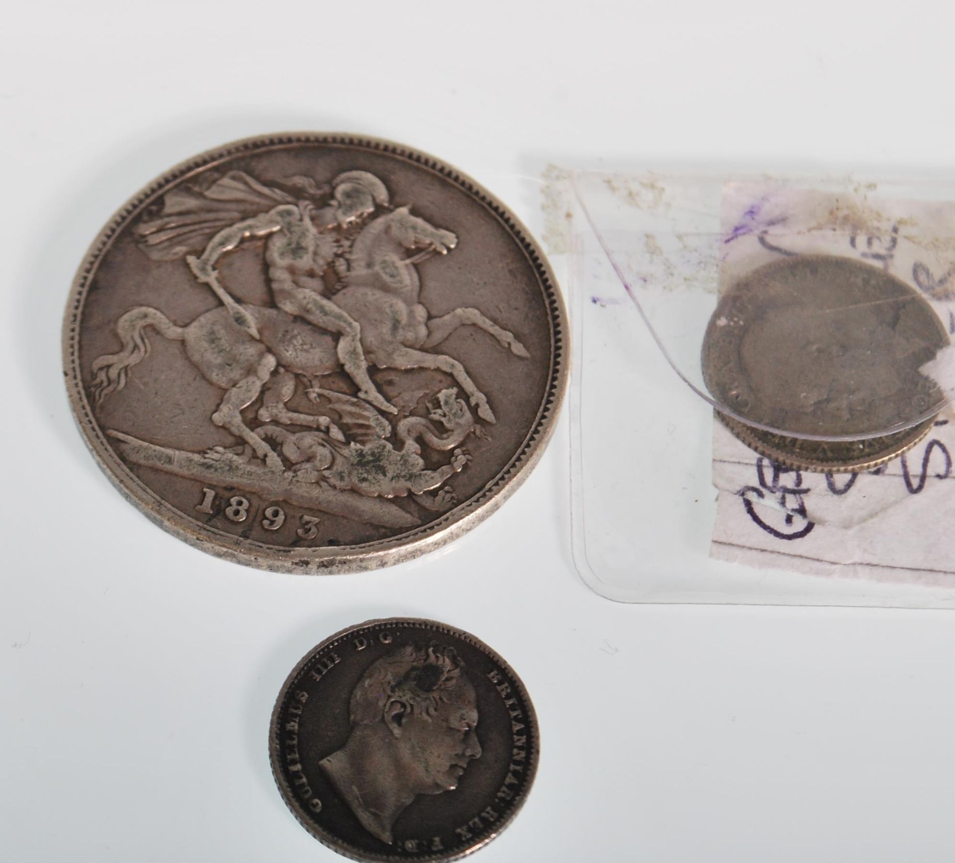 A collection of coins dating from the 19th Century to include an 1893 silver crown with an old - Bild 5 aus 5