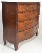 A 19th century George III flame mahogany two over 3 three chest of drawers raised on bracket feet