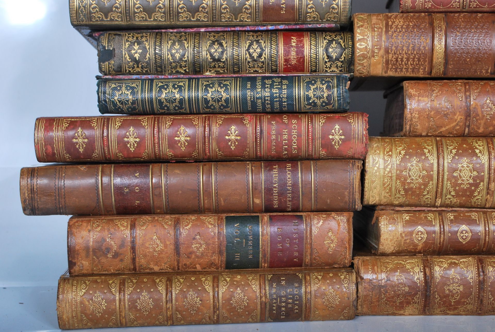 A collection of leather bound antique academic history books to include; Life of the Greeks and - Bild 3 aus 12