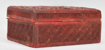 A 19th century Cinnabar lacquer ladies trinket / makeup box the lidded pot of rectangular form