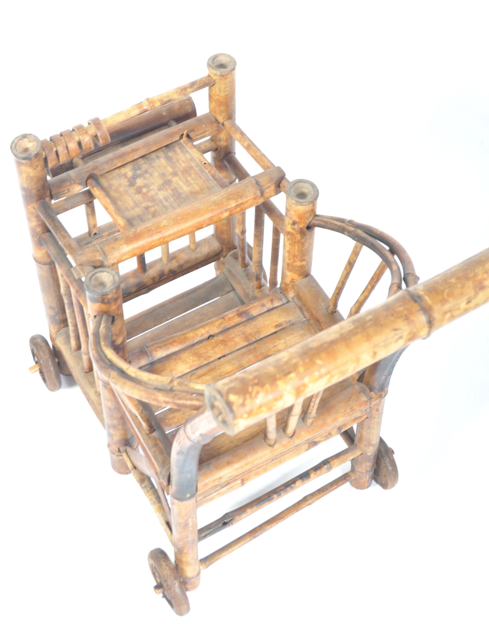 LATE 19TH CENTURY ANTIQUE VINTAGE BAMBOO PRAM - Image 6 of 6