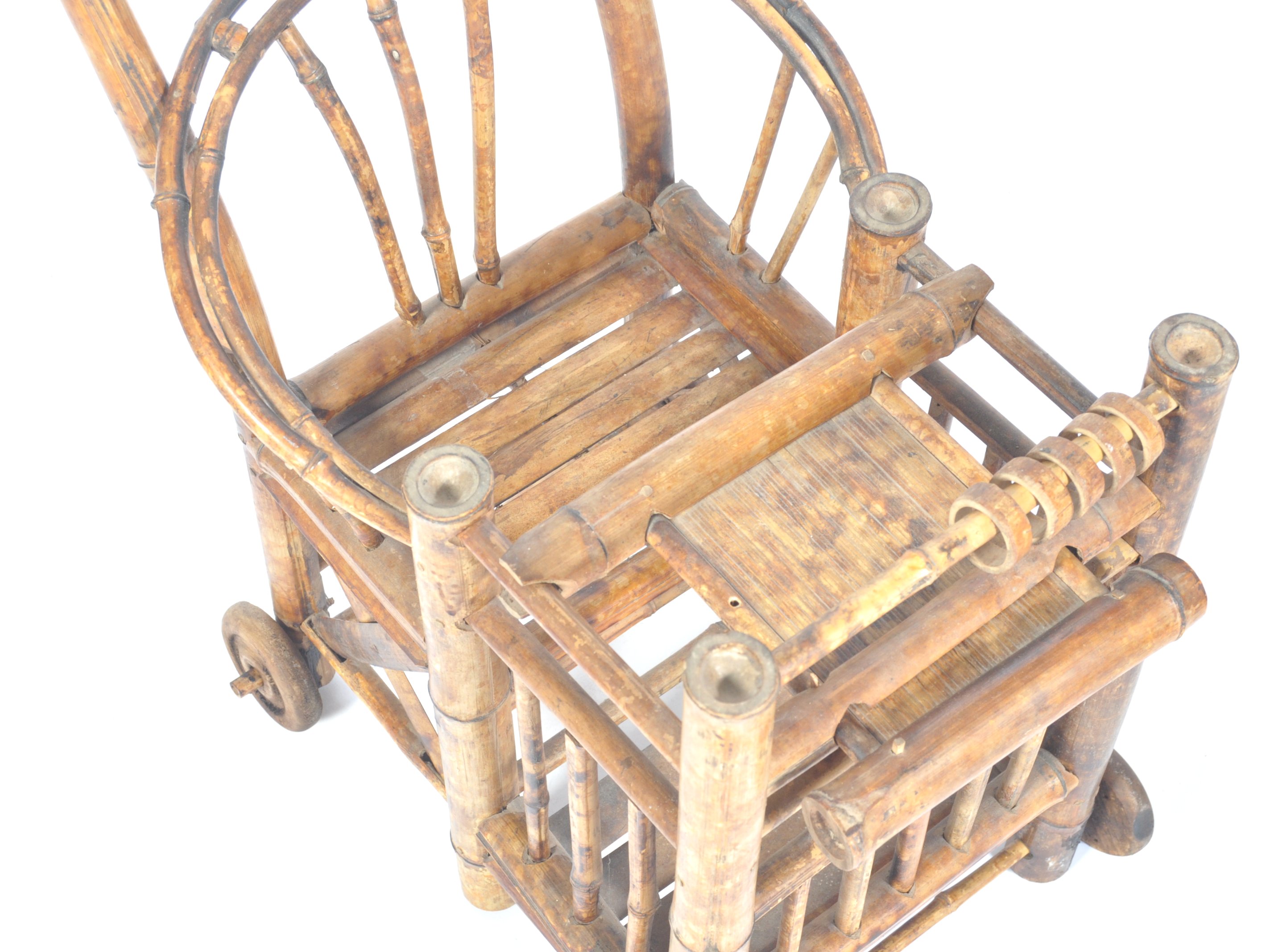 LATE 19TH CENTURY ANTIQUE VINTAGE BAMBOO PRAM - Image 3 of 6