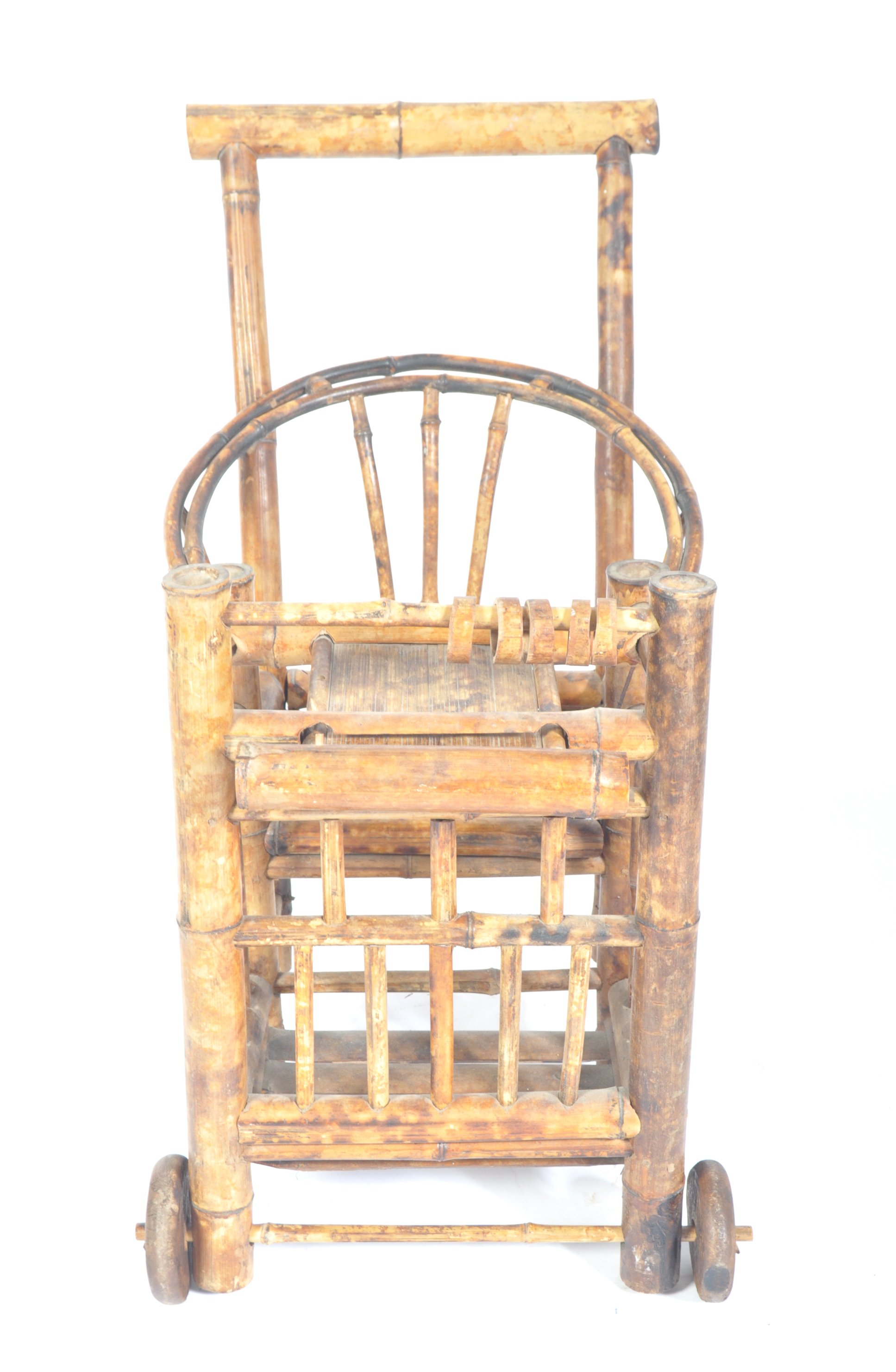 LATE 19TH CENTURY ANTIQUE VINTAGE BAMBOO PRAM - Image 4 of 6