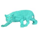 IMPRESSIVE LIFESIZE JAGUAR FIBREGLASS NEON GREEN S