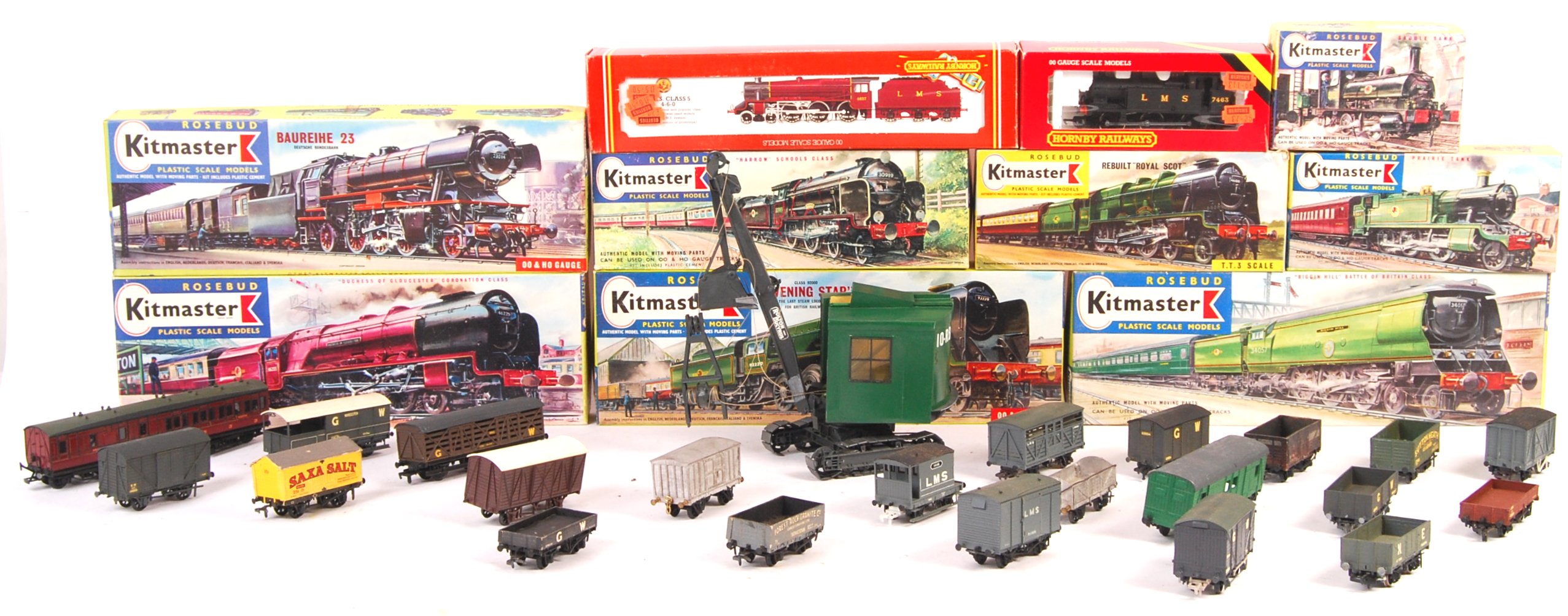 COLLECTION OF ASSORTED KIT BUILT MODEL RAILWAY LOCOS AND WAGONS