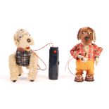 TWO VINTAGE BATTERY OPERATED TINPLATE AND PLUSH TOYS