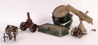 ASSORTED VINTAGE SCALE DIECAST MODEL MILITARY LIGHT AND GUN