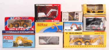 ASSORTED SCALE DIECAST MODEL CONSTRUCTION VEHICLES.