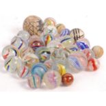 19TH VICTORIAN GLASS MARBLES - ONION SKIN, LATTICI