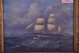 After Fandenr - A 19th Century maritime / nautical seascape oil on canvas painting of a sailing ship