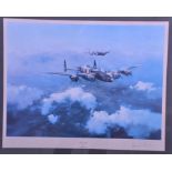 Robert Taylor Print 'Lancaster' Signed by Group Captain Geoffrey Leonard Cheshire, framed and