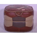 A vintage retro 20th Century 1970's leather footstool of square form having leather stitched