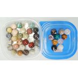 A group of thirty eight semi precious stone spheres / balls to include Amethyste, Jaspe Jaune,