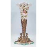 A 20th Century William Lowe centerpiece vase, the vase of tapering form with a fanned rim with