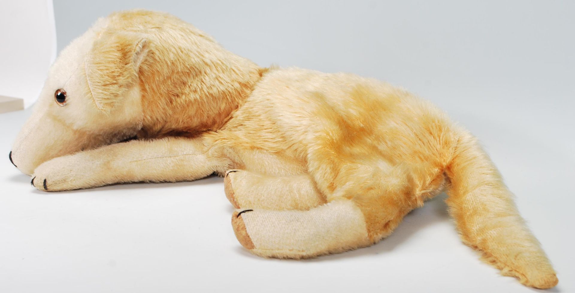 A rare 1930's antique mohair stuffed dog pajama bag, having metal zipper on the back revealing a - Image 3 of 8