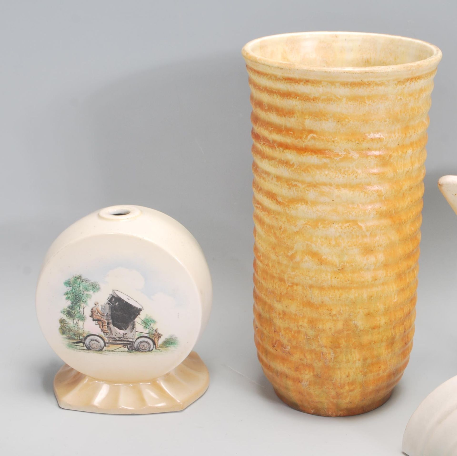 A small group of early 20th Century Art Deco ceramics to include a mint green table vase, a small - Image 2 of 6