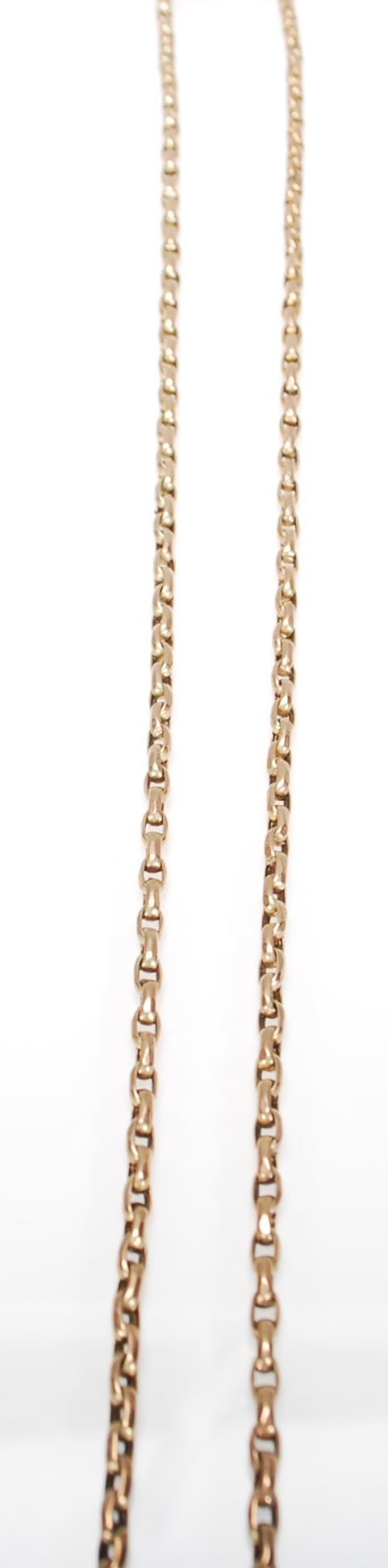 An antique stamped 9ct gold necklace chain with later screw clasp having an oval form gold plated - Image 3 of 7