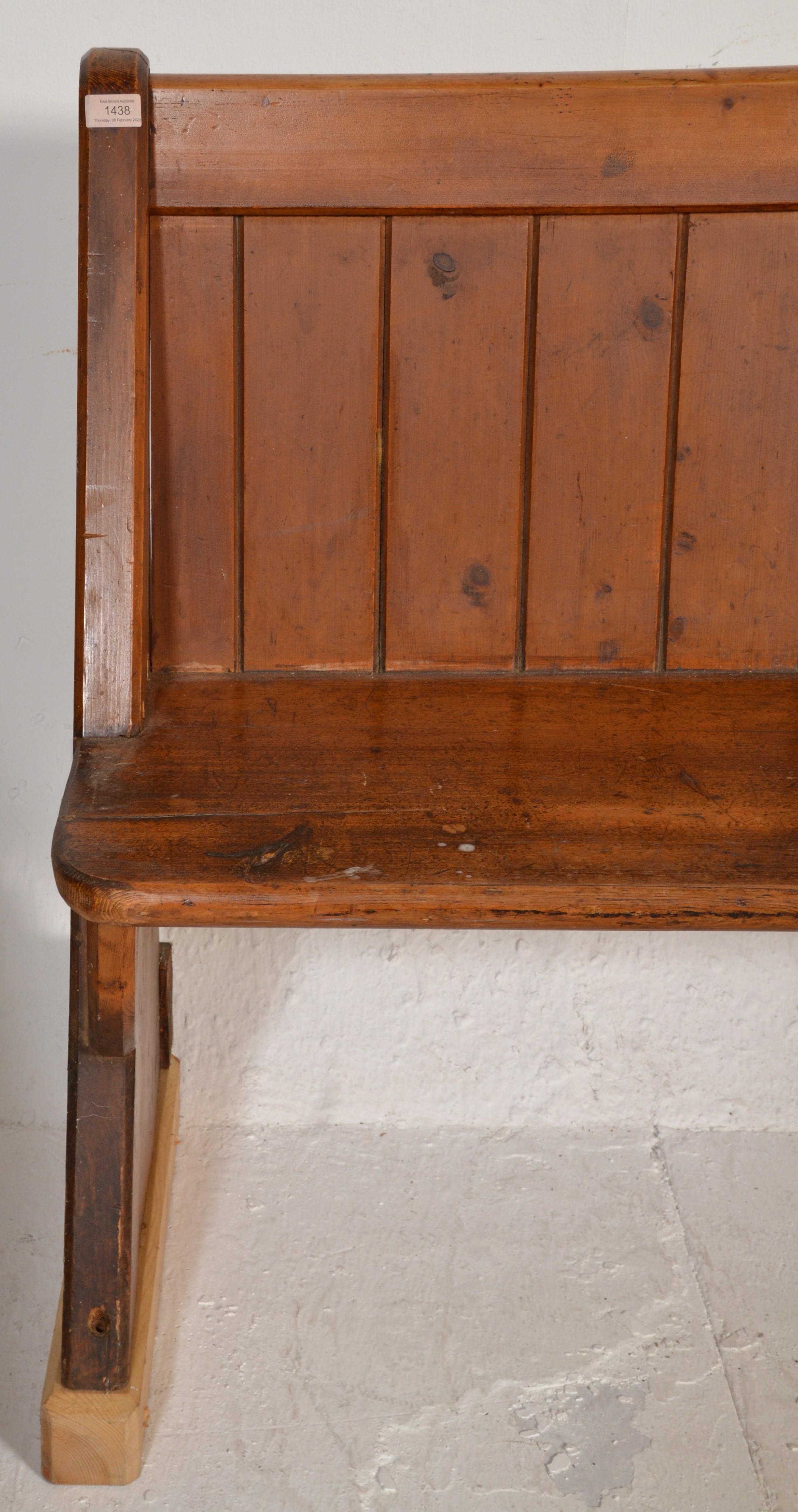 A Victorian 19th century Gothic Arts & Crafts solid oak pew bench of ecclesiastical form being - Image 4 of 6