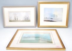 A group of three late 20th Century original watercolour on paper landscape paintings to include 'Off