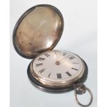 A 19th Century Georgian silver full hunter fusee movement pocket watch, the movement marked for Will