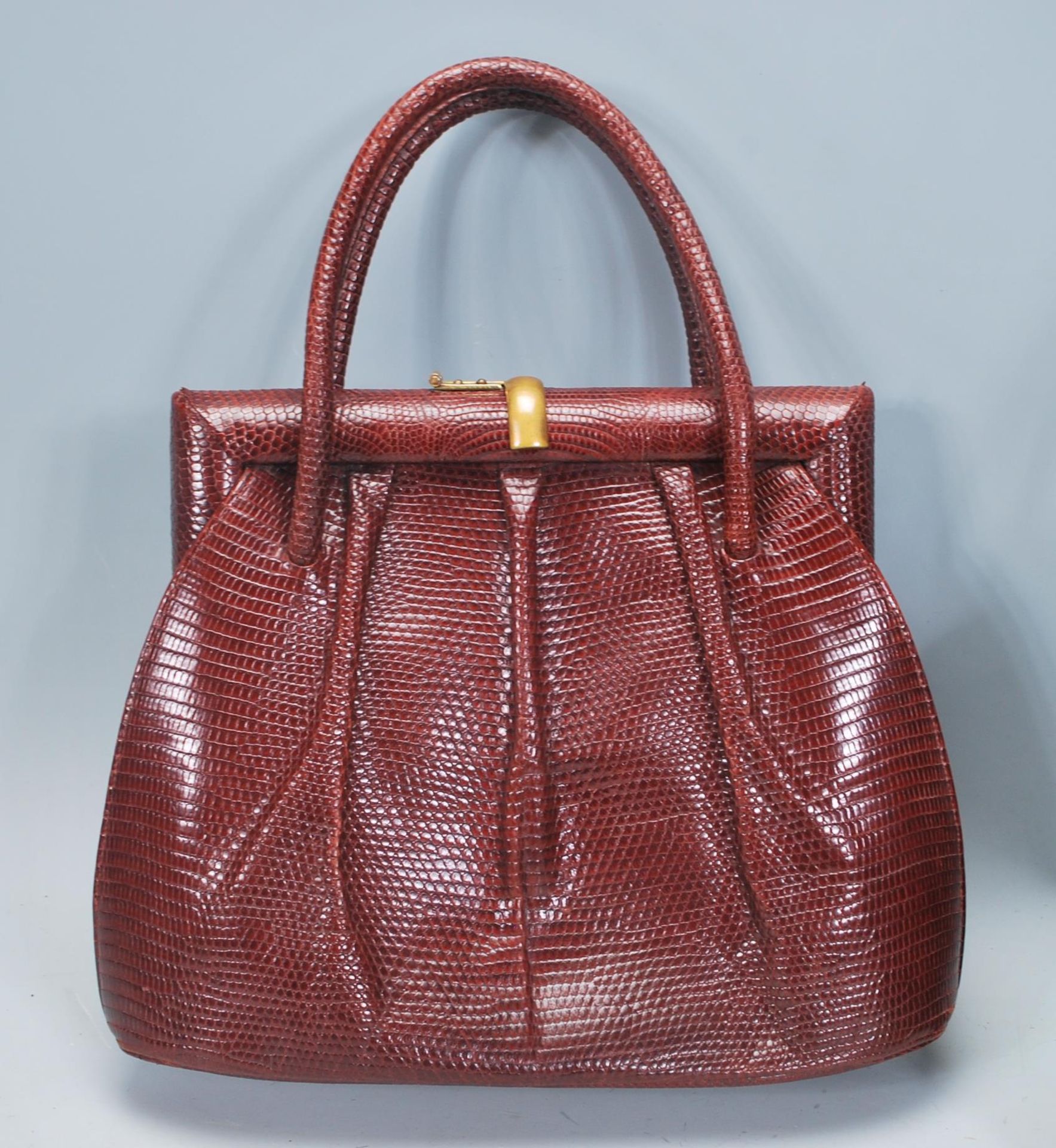 A group of three vintage handbags to include a red leather crocodile handbag, a brown crocodile skin - Image 3 of 5