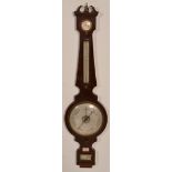 A 19th century George III mahogany banjo barometer by Lombardini of Bristol. The mercury barometer
