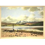 Jonathan Taylor (20th Century) - 'Cullin Hiss From Portree, Skye' - A 20th Century watercolour on