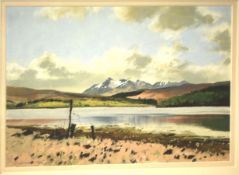 Jonathan Taylor (20th Century) - 'Cullin Hiss From Portree, Skye' - A 20th Century watercolour on