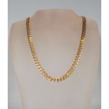 A good English hallmarked 9ct yellow gold flat link chain necklace having a lobster claw clasp.